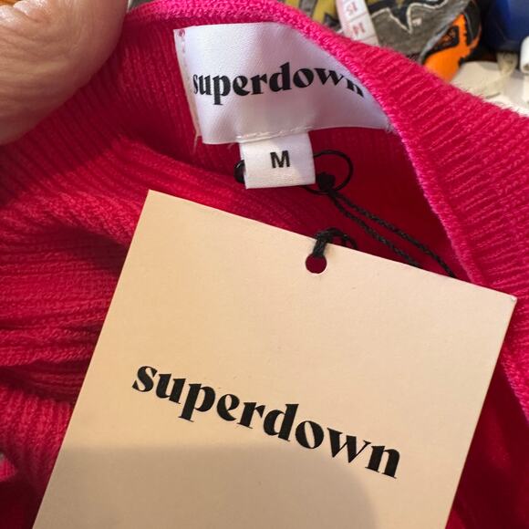 Superdown Pink Strapless Knit Midi Dress MEDIUM Barbie Bodycon Tube Revolve NEW - Picture 7 of 7